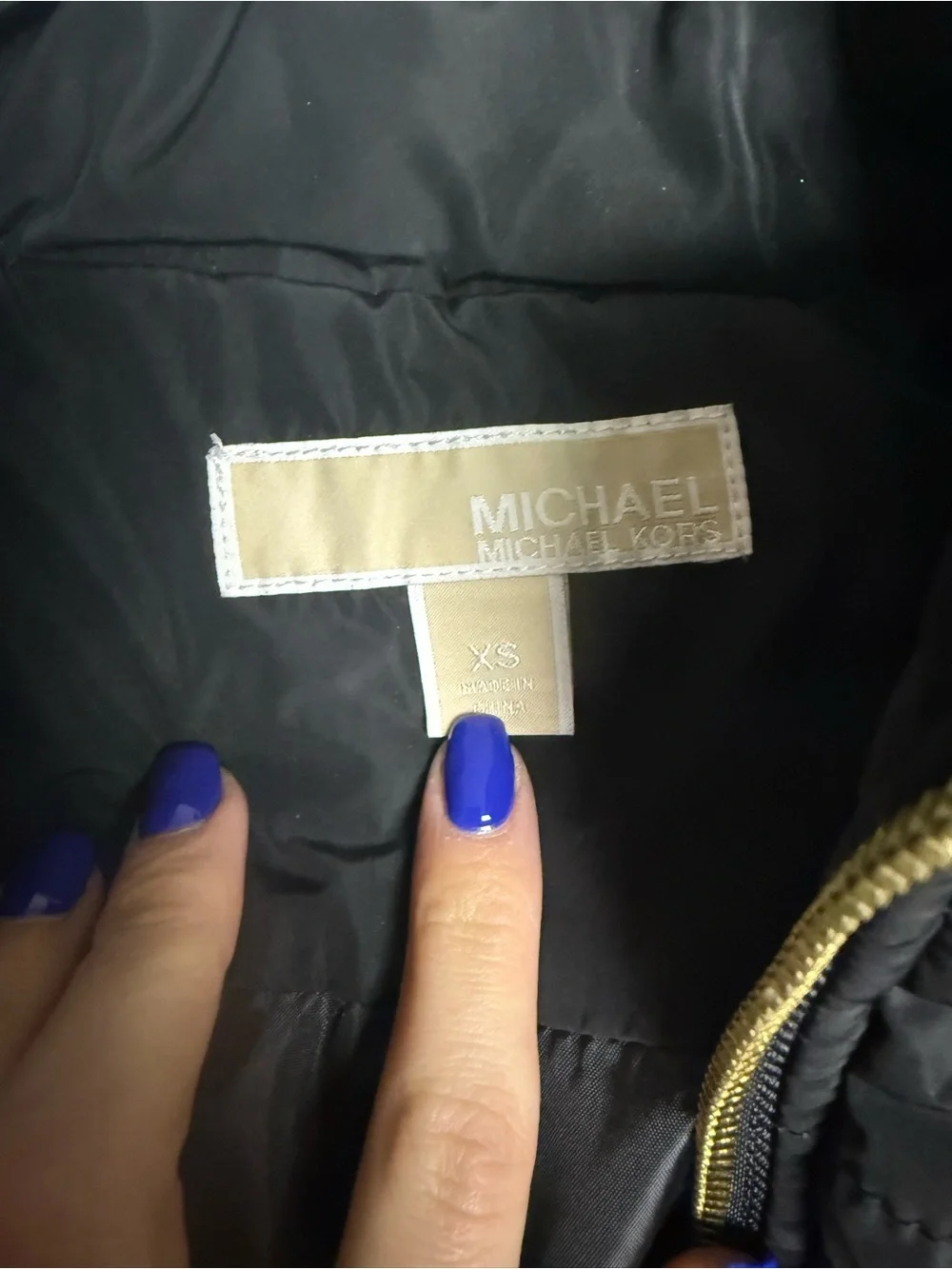 Michael Kors Black Quilted Puffer Vest with Gold-Tone Zipper